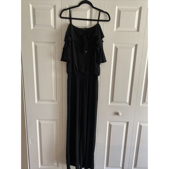 International Concepts INC Women's Medium Black Cold Shoulder Jumpsuit Resort - Picture 1 of 7